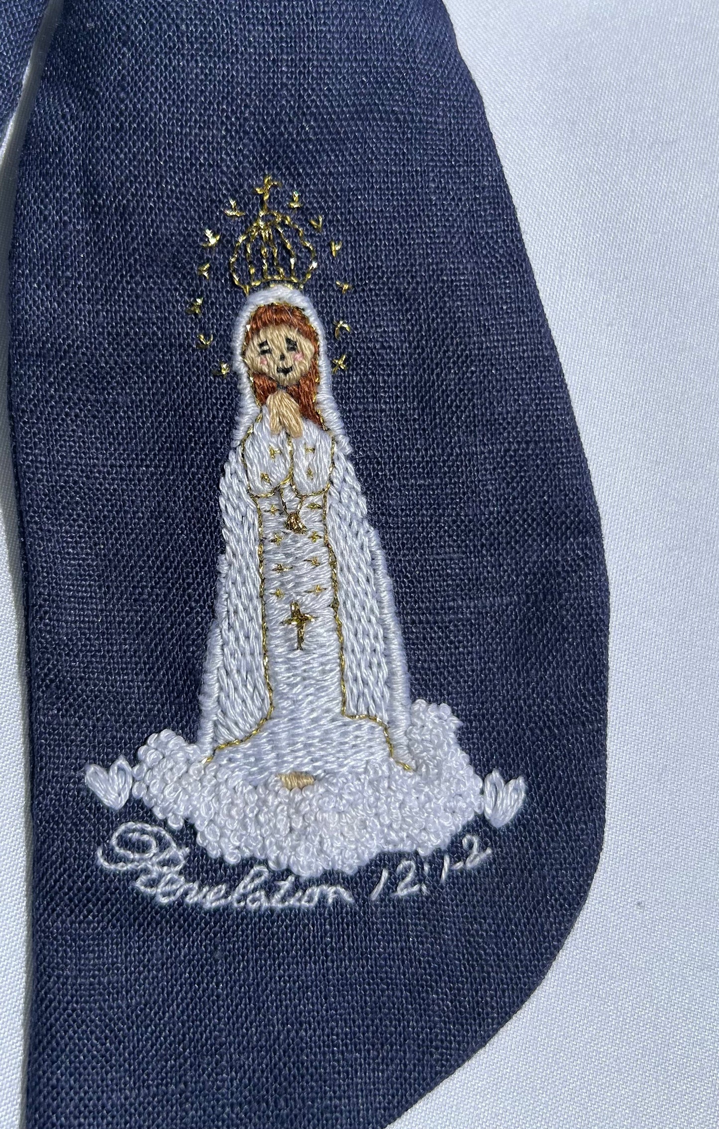 Our Lady of Fatima Hand-Embroidered Hair Bow