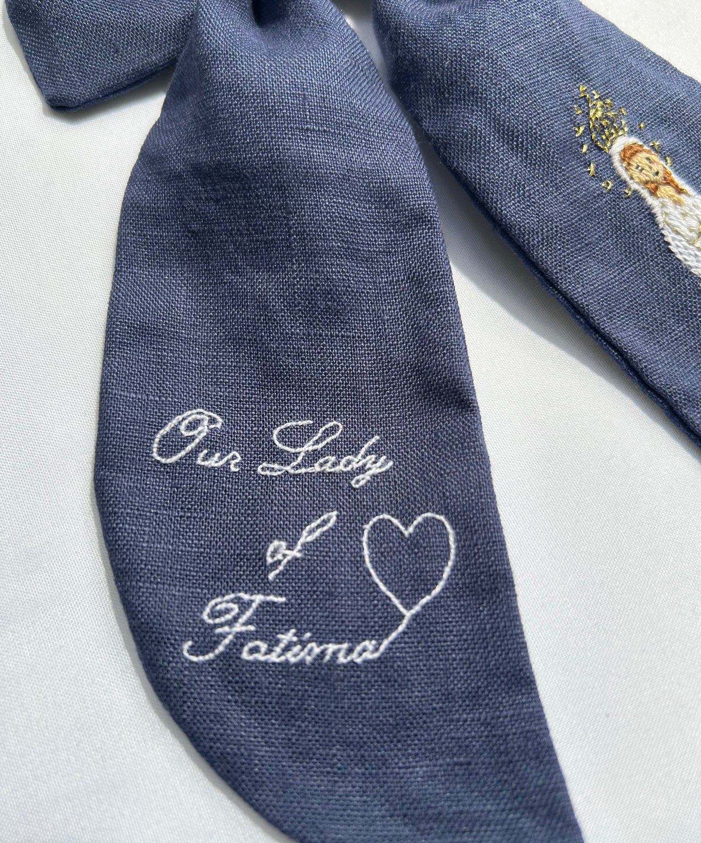 Our Lady of Fatima Hand-Embroidered Hair Bow