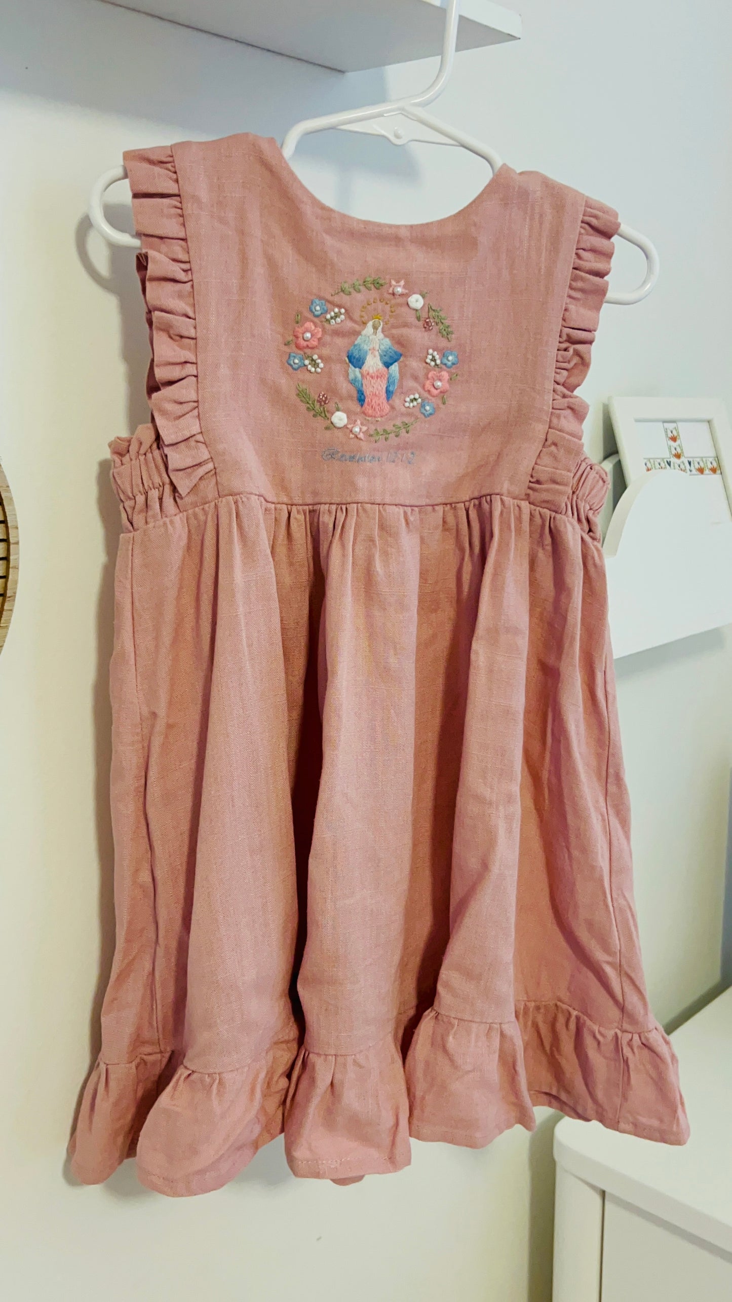 Mother Mary hand embroidered dress