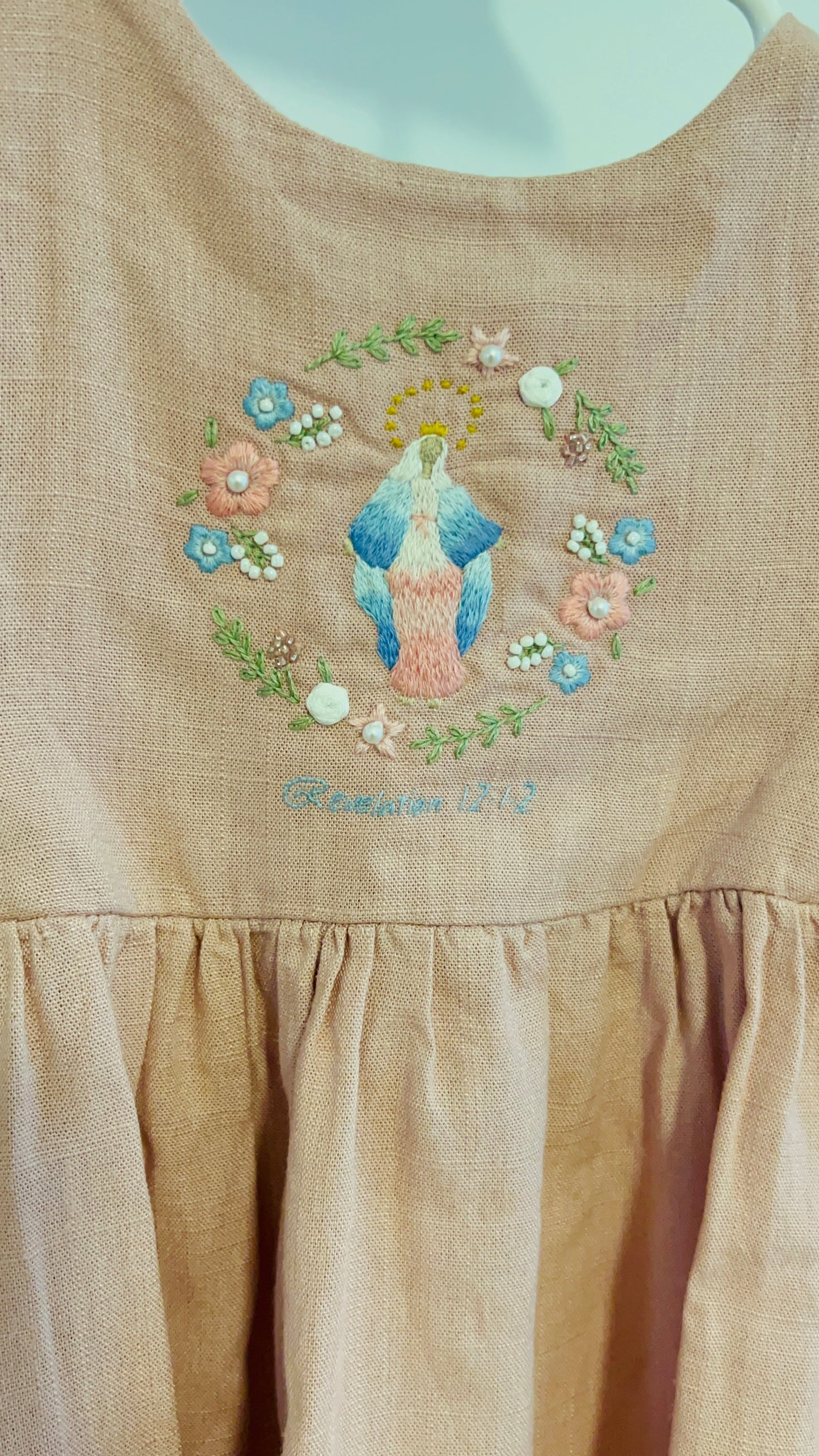 Mother Mary hand embroidered dress