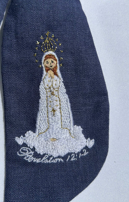 Our Lady of Fatima Hand-Embroidered Hair Bow