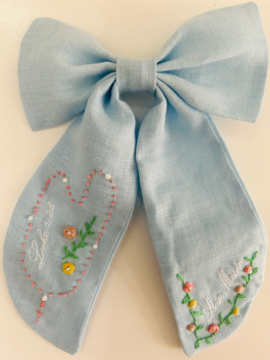 Rosary Hand-Embroidered Hair Bow