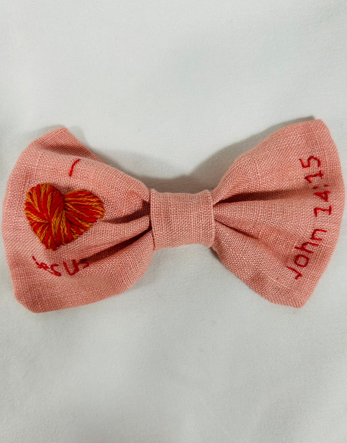 Valentines day Hand-Embroidered Hair Bow