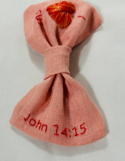 Valentines day Hand-Embroidered Hair Bow