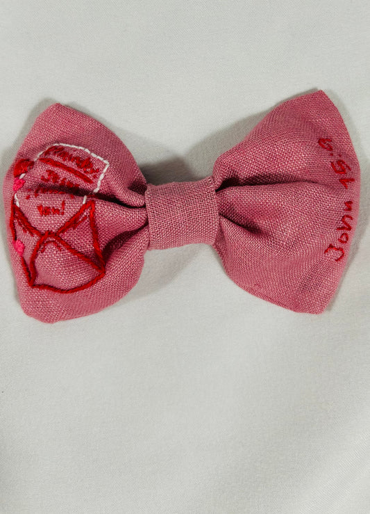 Valentines day Hand-Embroidered Hair Bow