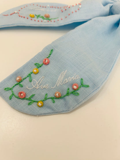 Rosary Hand-Embroidered Hair Bow